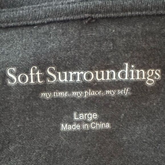 Soft Surroundings Gray Long Sleeve Faux Leather Trim Tunic Top Size Large - Picture 4 of 4